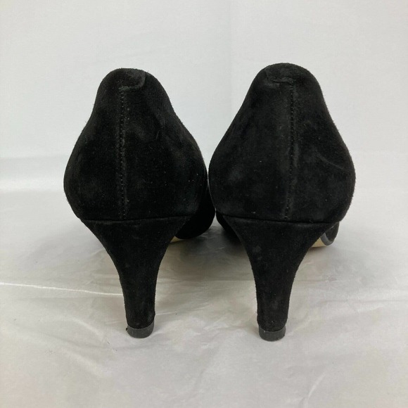 Van-Dal Whitwoth X Pumps Womens Sz 8 EEE Black Suede Gold Chain Heels - Picture 4 of 9
